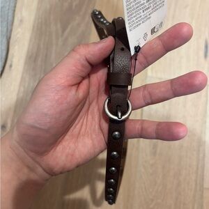 Zara Brown Leather Studded Belt with Silver Hardware